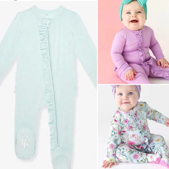 Posh Peanut Footie Ruffled Zippered One Piece - 3-6 months (Bundle of 3) - Picture 1 of 9